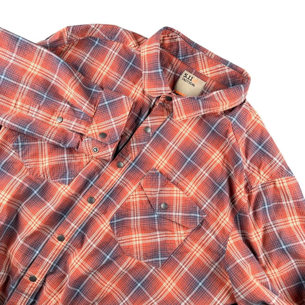 5.11 Tactical Shirt 2XL Red Plaid Snap Button Up Shirt Work Shirt